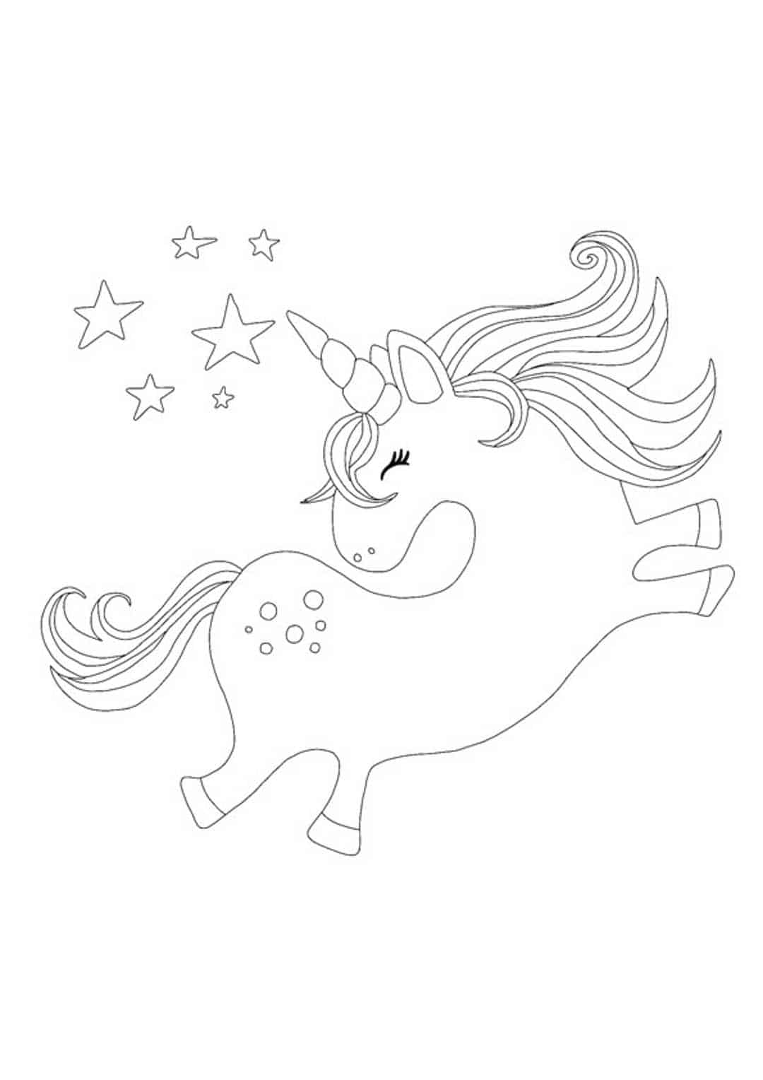 Coloriage Licorne Avec Étoiles - Licorne à imprimer