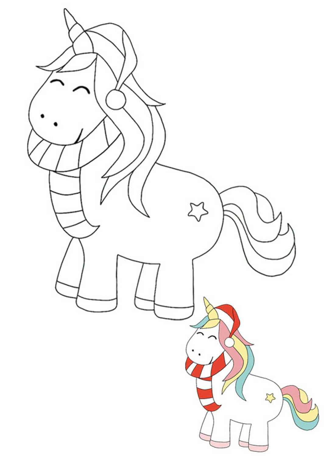 Coloriage Licorne De Noël - Licorne à imprimer