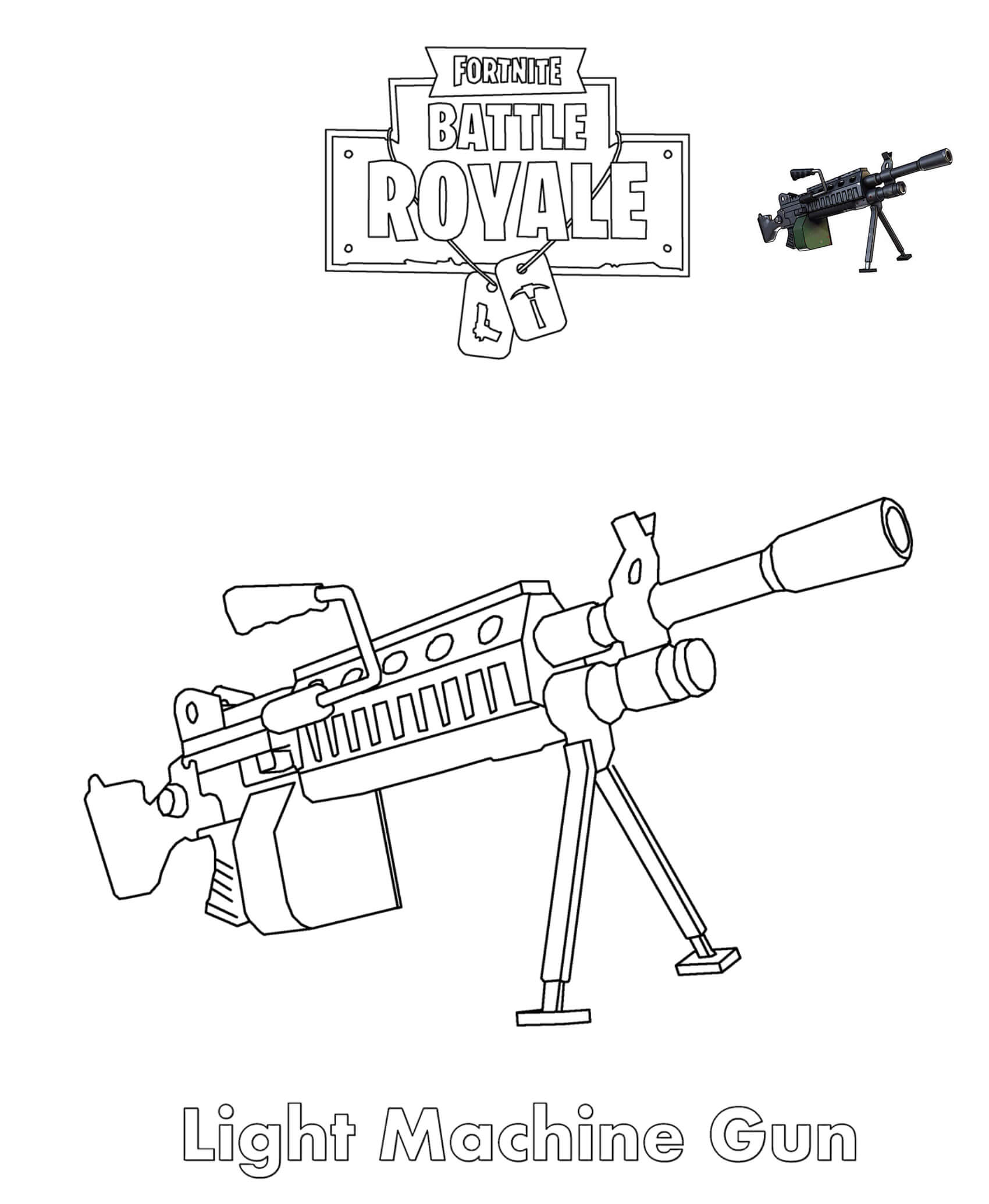 Coloriage Light Machine Gun Fortnite Battle Royale - Fortnite à imprimer