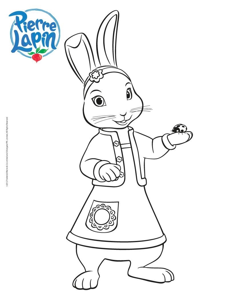 Coloriage Lily Bobtail Avec Une Coccinelle - Pierre lapin à imprimer