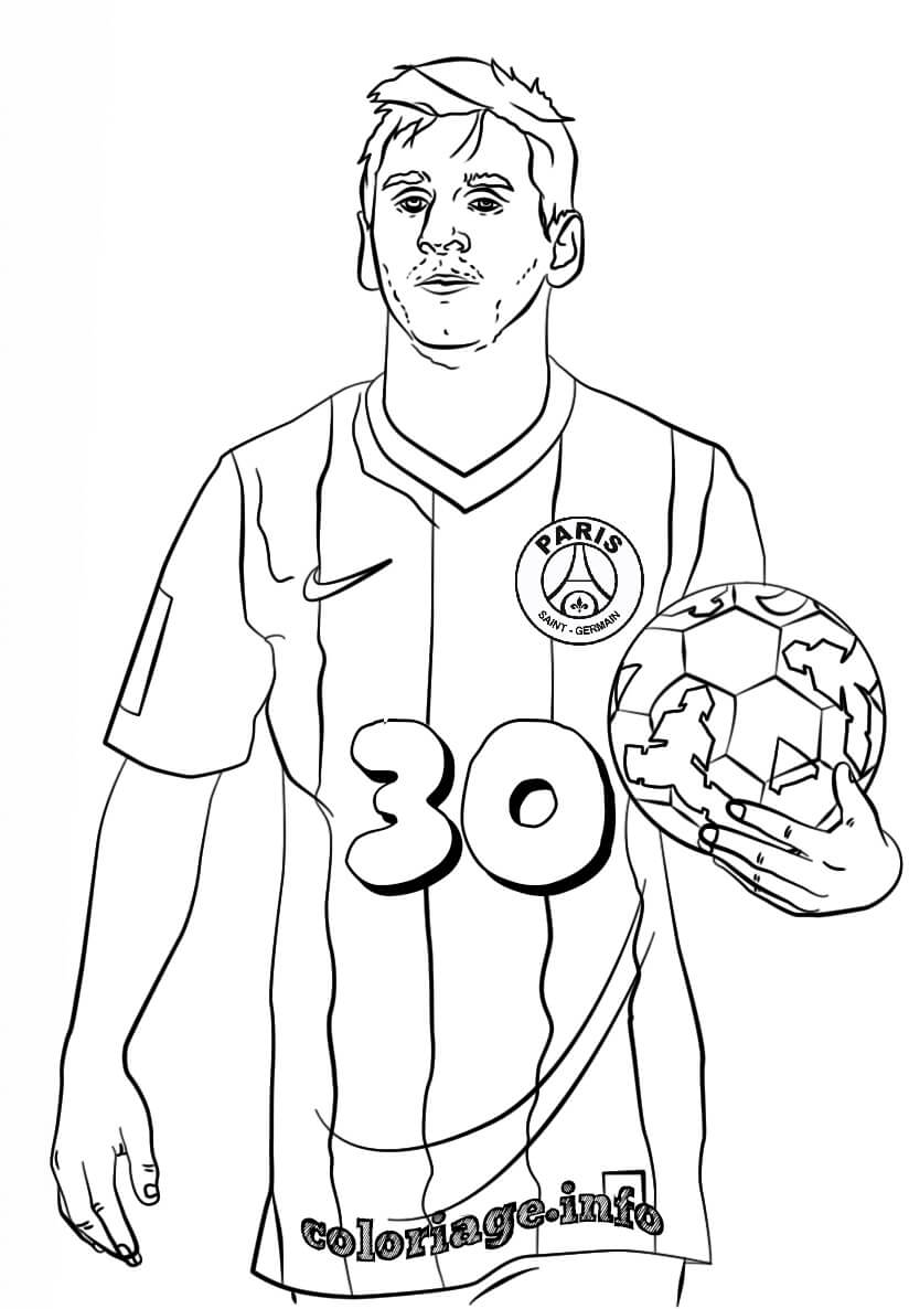 Coloriage Lionel Messi au Paris Saint-Germain - Foot à imprimer