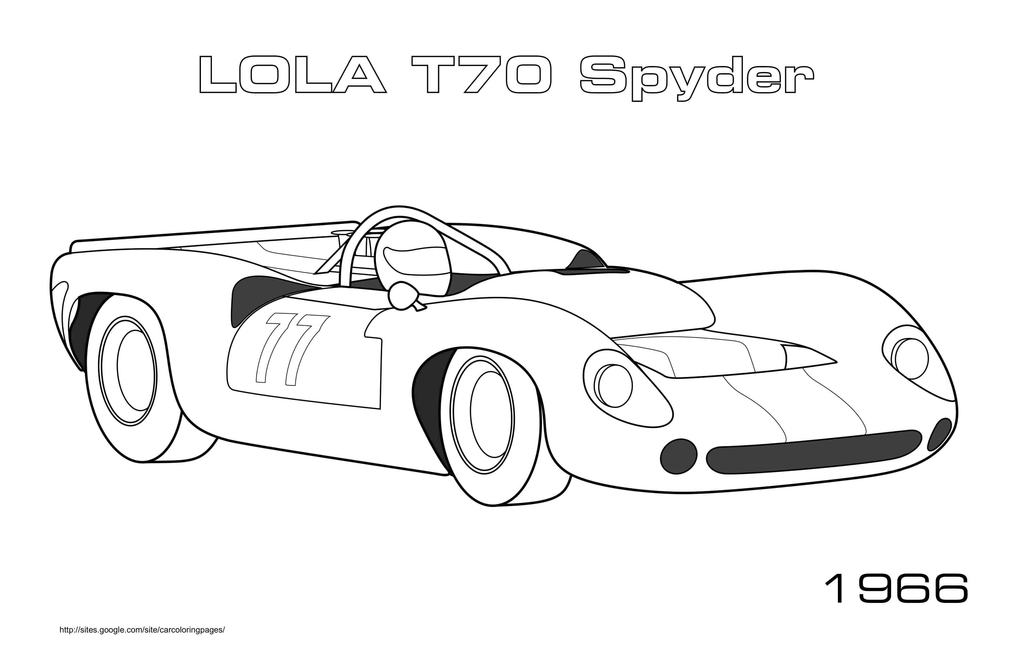Coloriage Lola T70 Spyder 1966 légendaire - Voiture de course à imprimer