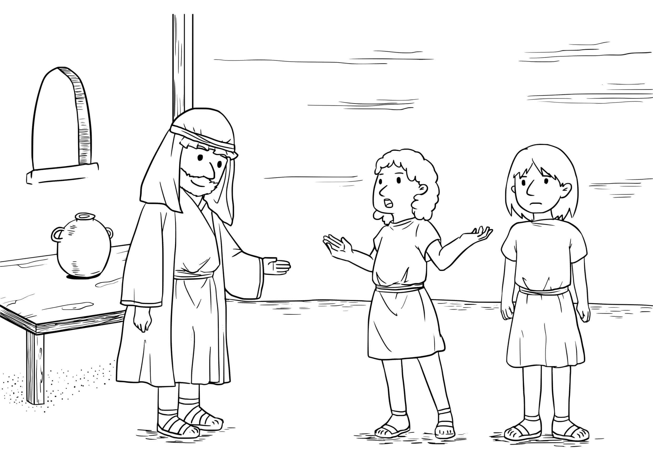 Coloriage La hache perdue du prophète Élisée - Jésus à imprimer