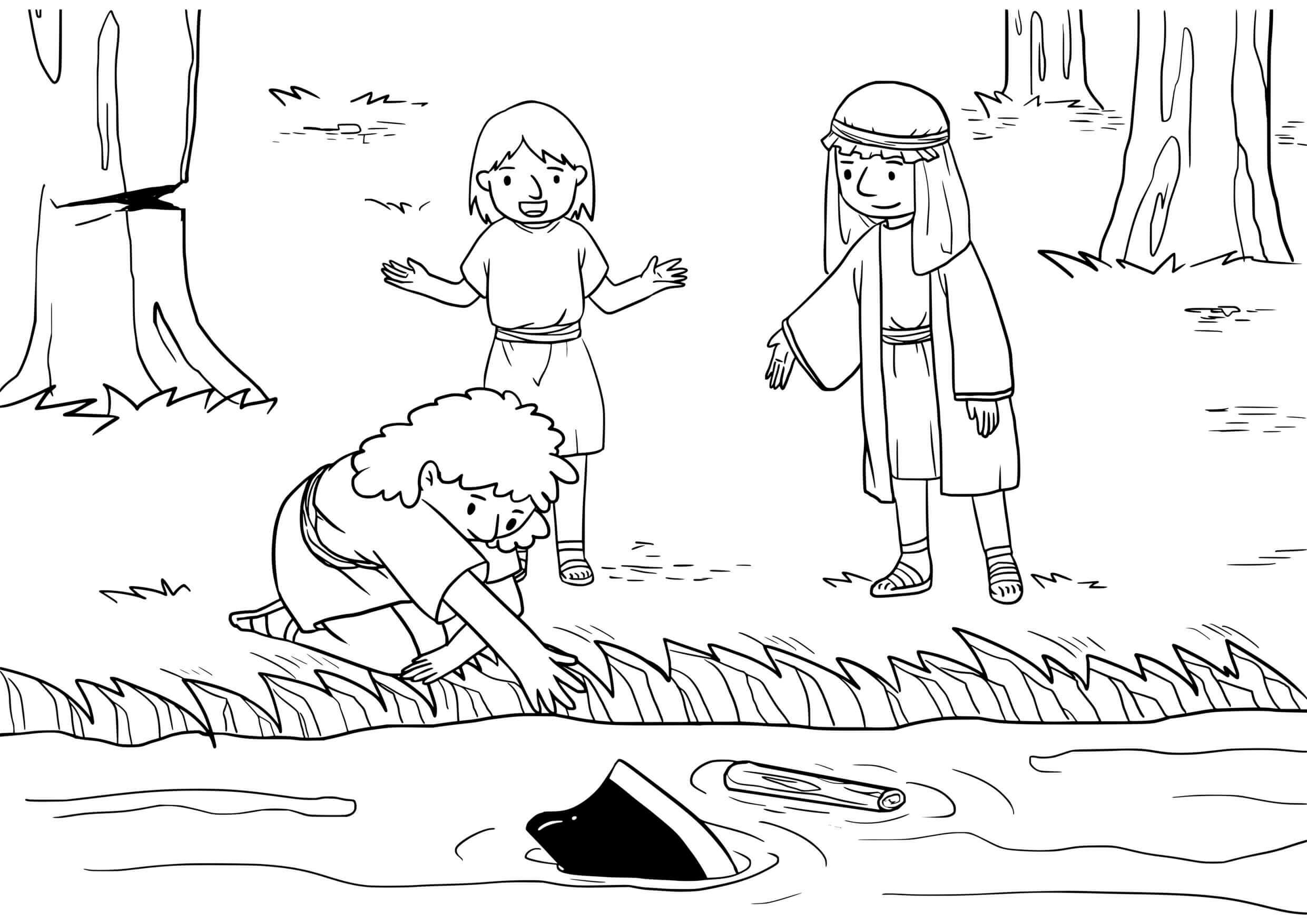 Coloriage Récit sacré du prophète et l'outil retrouvé - Jésus à imprimer