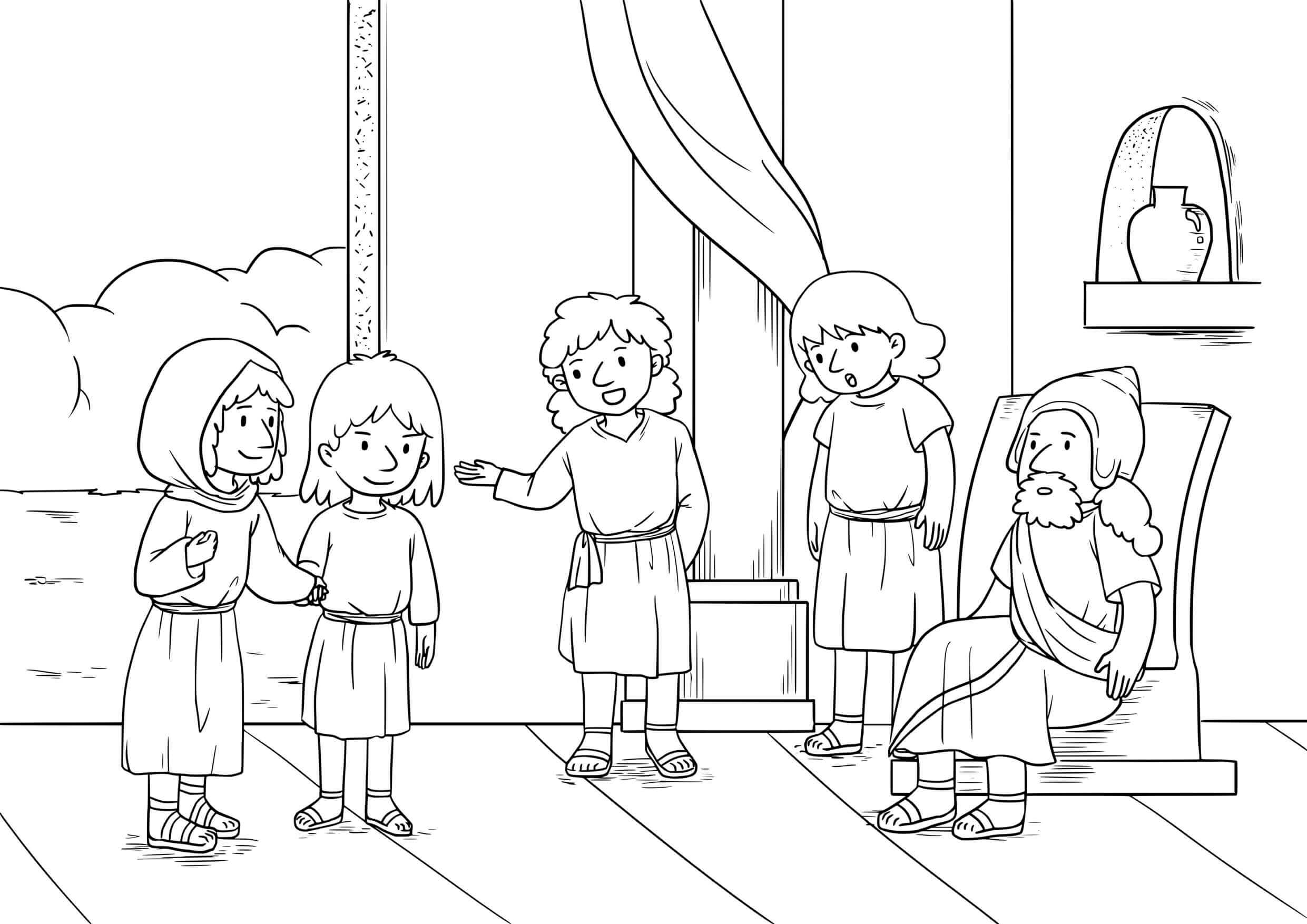 Coloriage Scène biblique du Messie et son enseignement - Jésus à imprimer