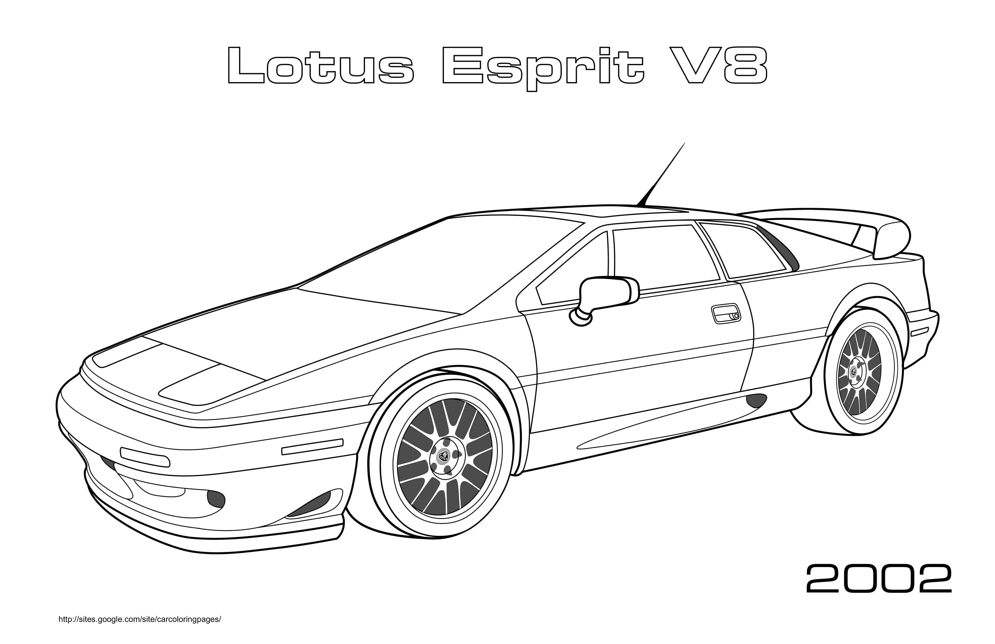 Coloriage Lotus Esprit V8 2002 design futuriste - Voiture de course à imprimer