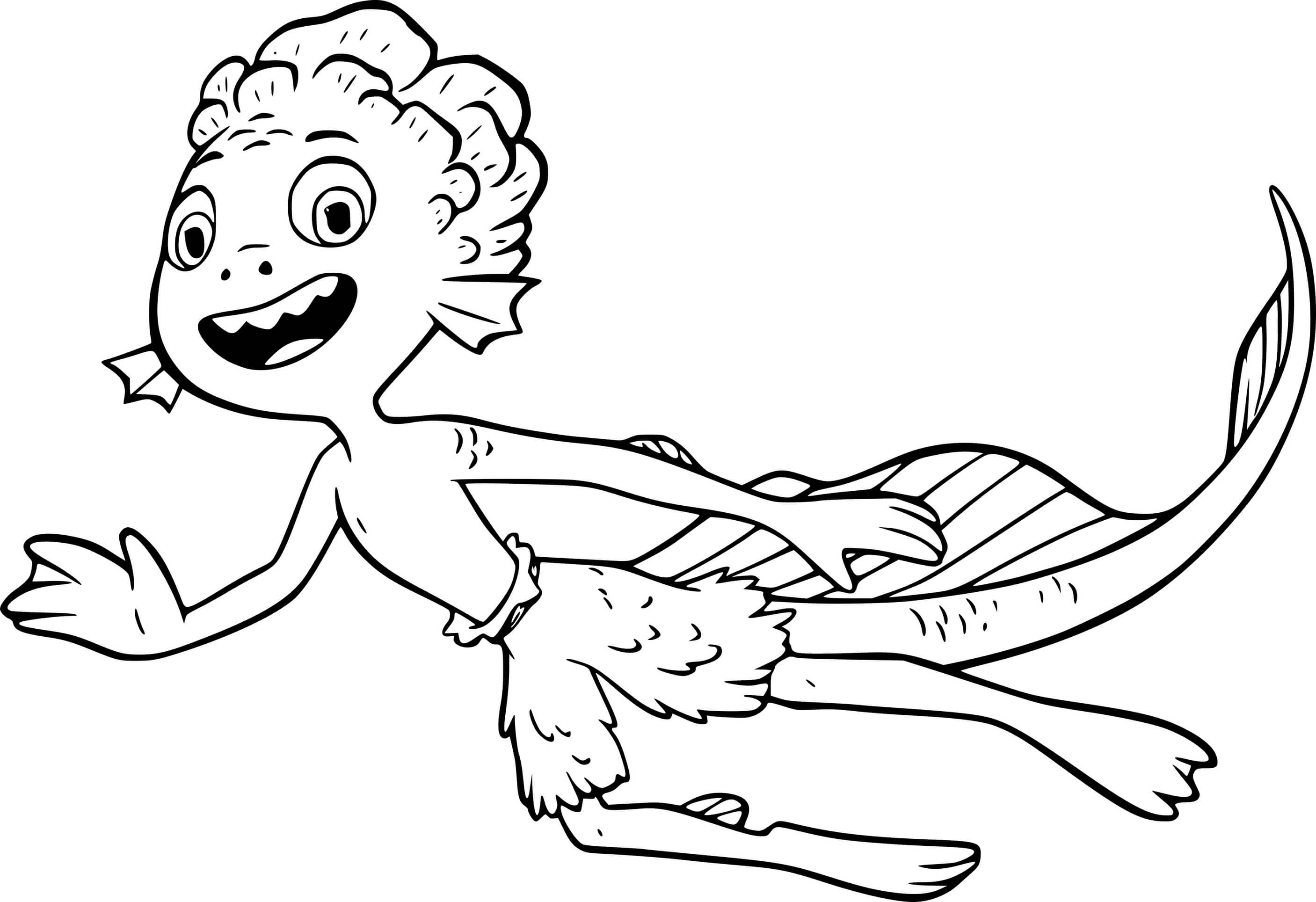 Coloriage Luca Paguro Nageur - Luca de Disney Pixar à imprimer
