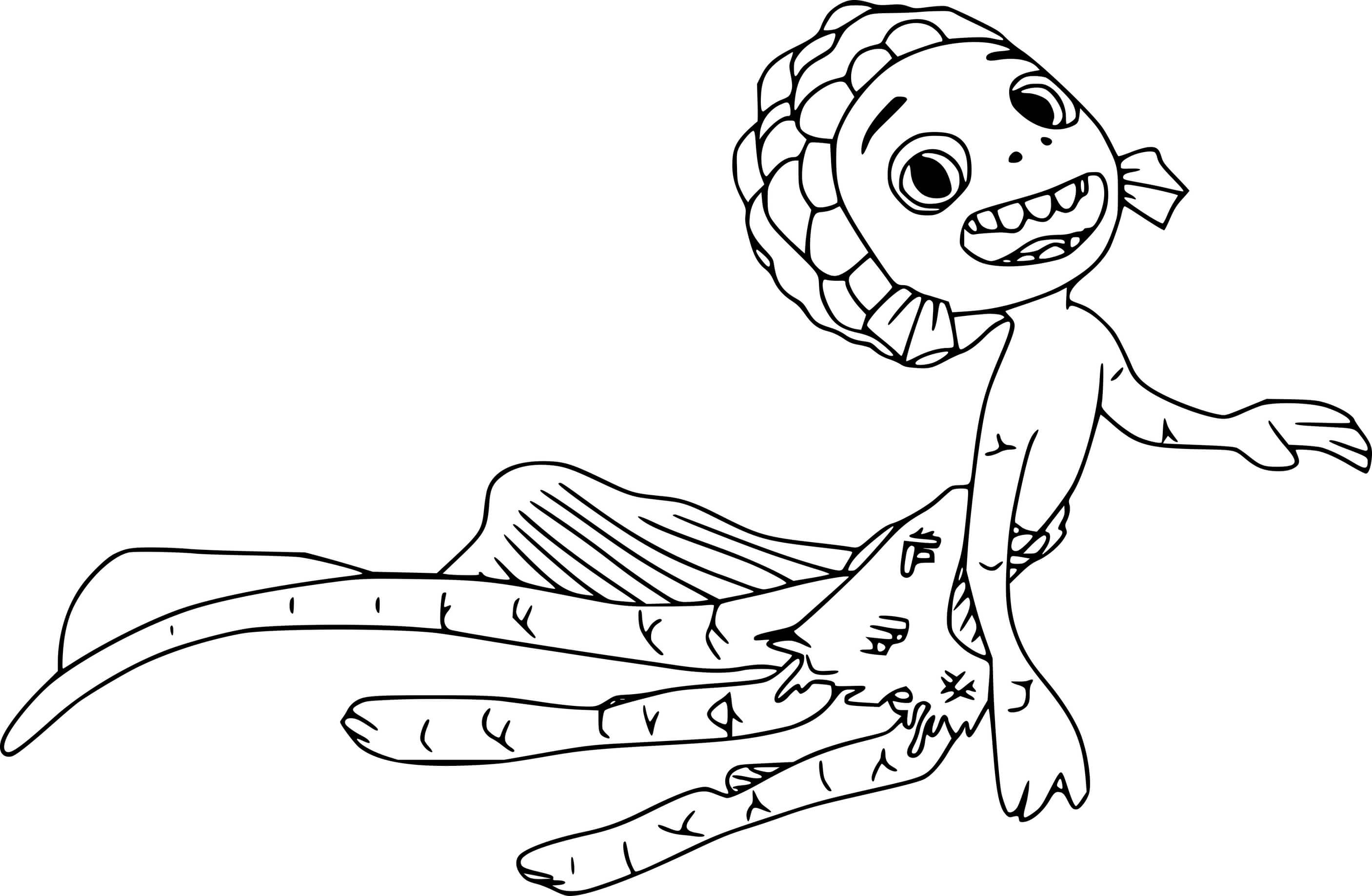 Coloriage Luca Monstre Marin Nageur - Luca de Disney Pixar à imprimer