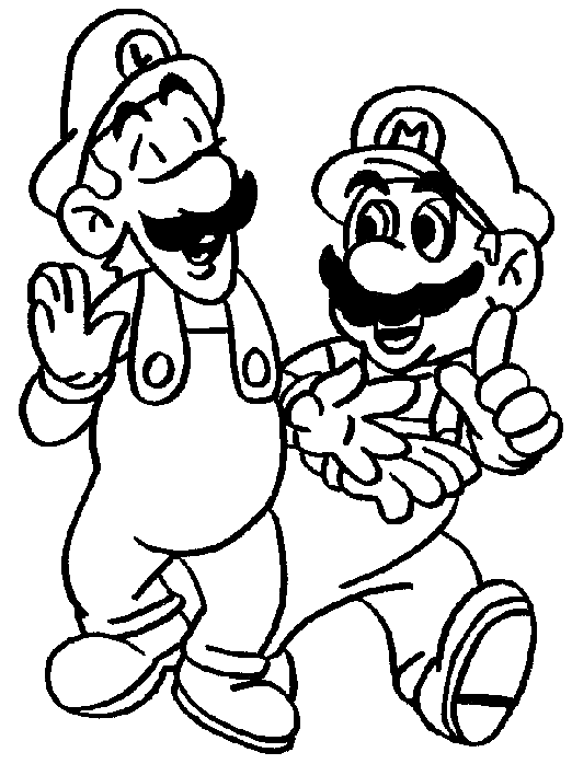 Coloriage Luigi Et Mario - Mario à imprimer