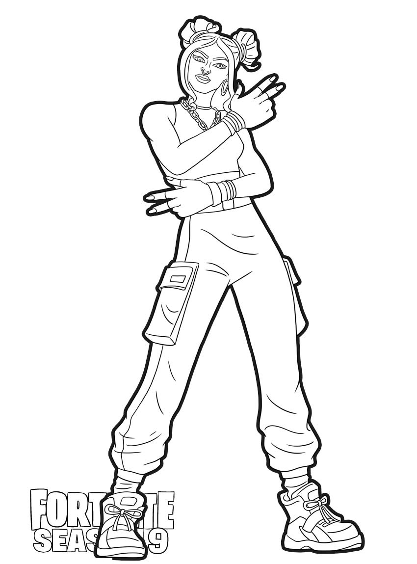 Coloriage Guerrière Luxe de Fortnite Saison 9 - Fortnite à imprimer