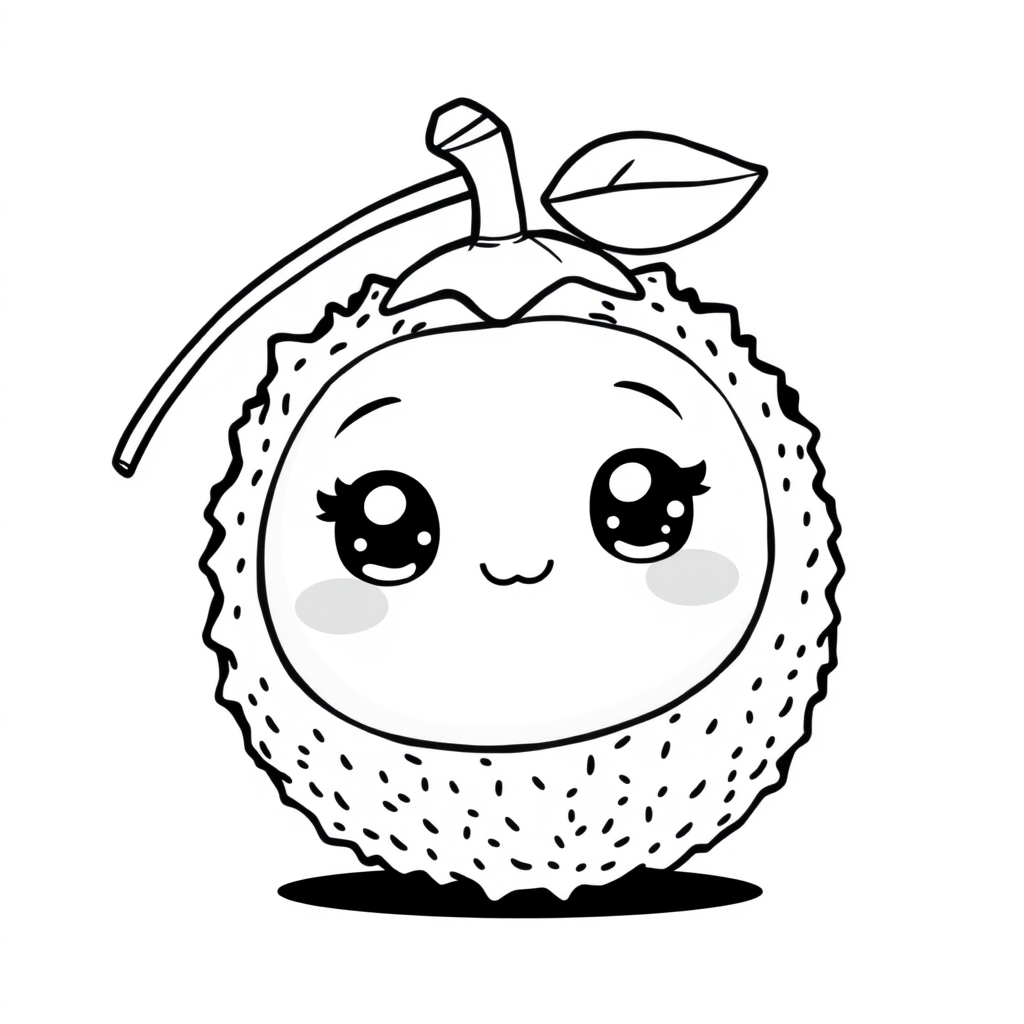 Coloriage Lychee Fruit Kawaii - Kawaii fruits à imprimer