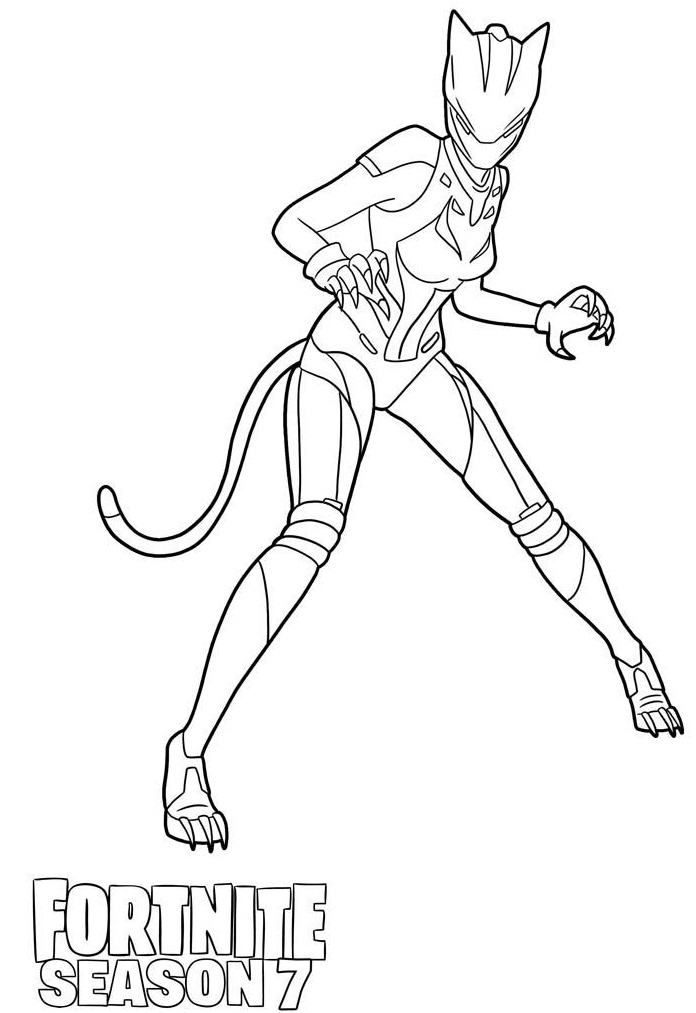 Coloriage Lynx Max guerrière Fortnite saison 7 - Fortnite à imprimer