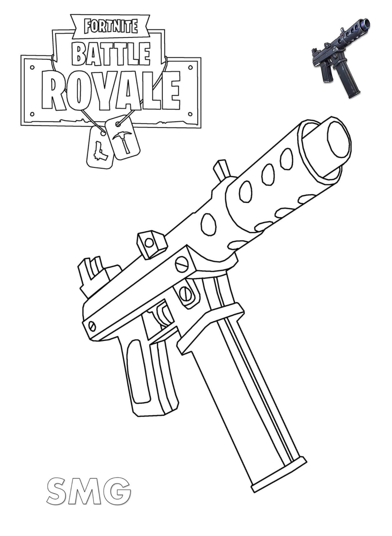 Coloriage Machine Pistol Fortnite - Fortnite à imprimer