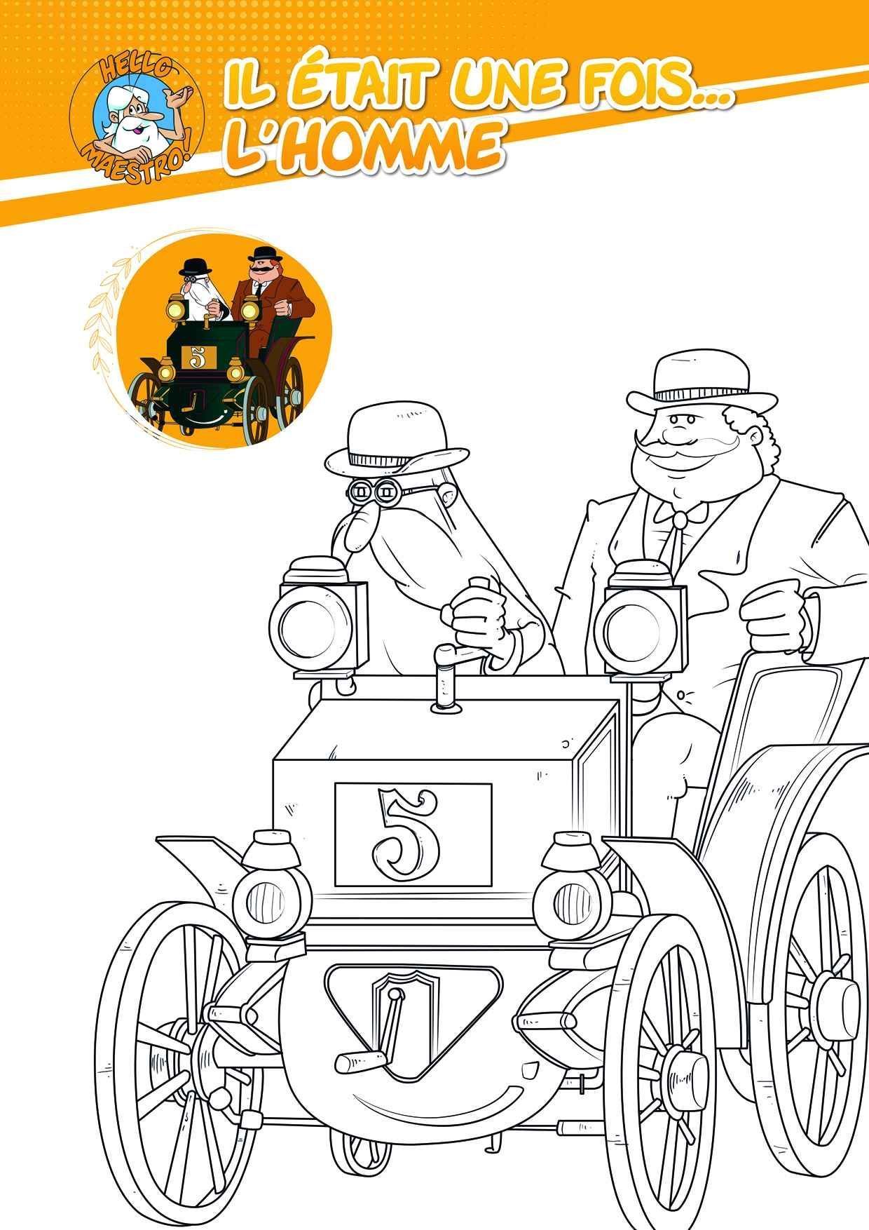 Coloriage Maestro Et La Voiture A Manivelle - Gulli à imprimer