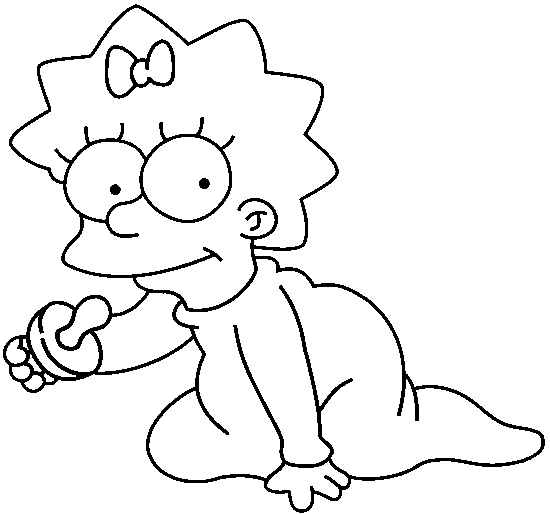 Coloriage Maggie Retire Sa Tetine - Simpson à imprimer