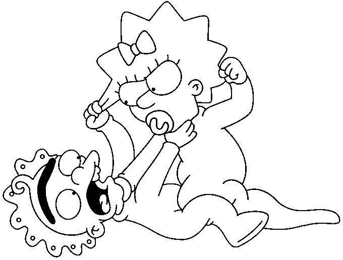 Coloriage Maggie Se Bat Contre Un Autre Bébé - Simpson à imprimer
