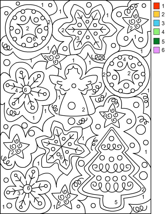 Coloriage Magique Sapin De Noël Décorations Noël Chiffre Numéro - Magique noel à imprimer
