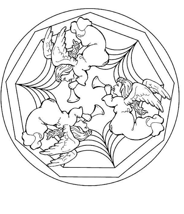 Coloriage Mandala ange de Noël - Mandala de Noël à imprimer