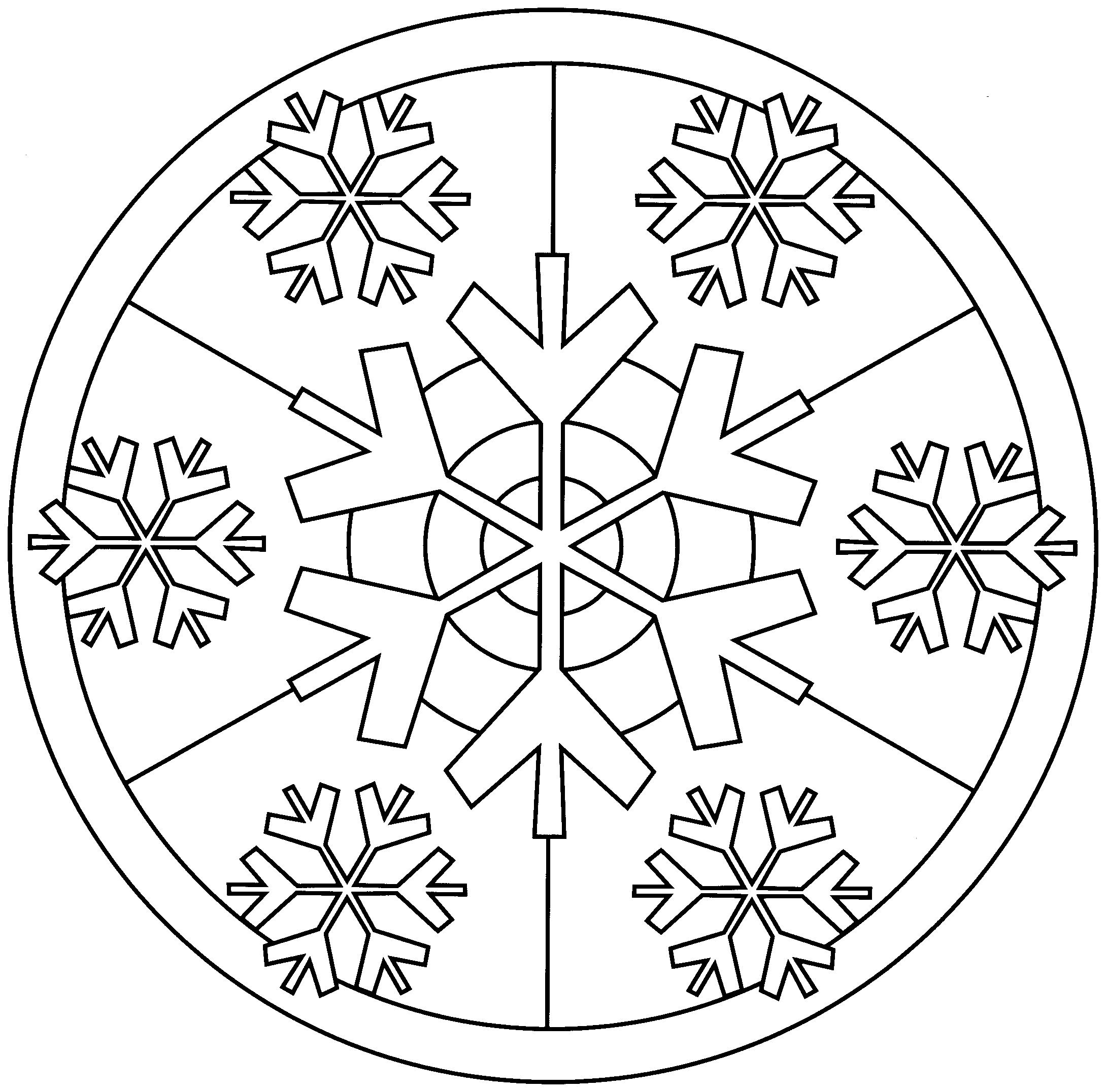 Coloriage Mandala Noël Flocons De Neiges - Mandala de Noël à imprimer