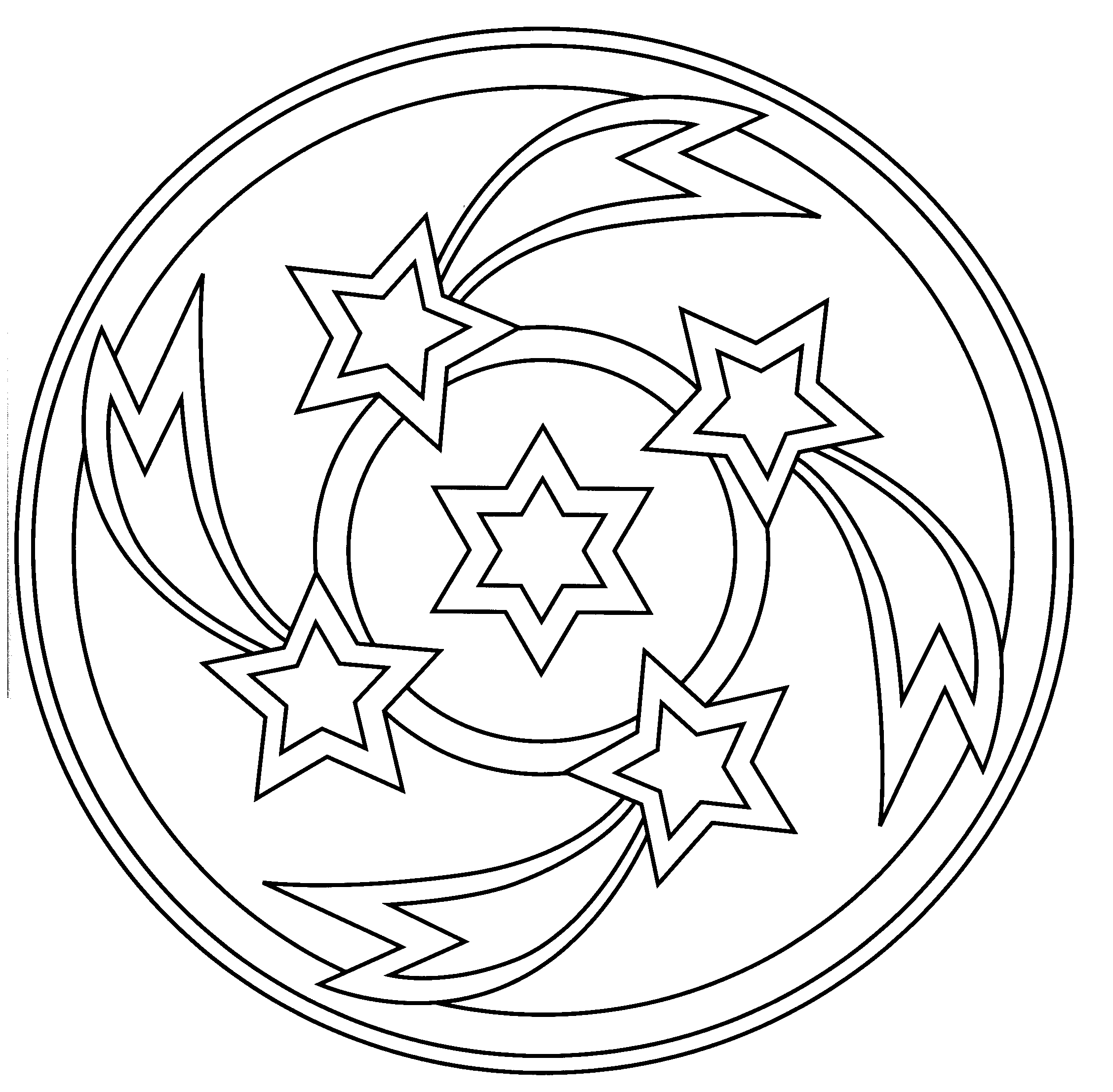 Coloriage Mandala Noël Étoiles Filante - Mandala de Noël à imprimer