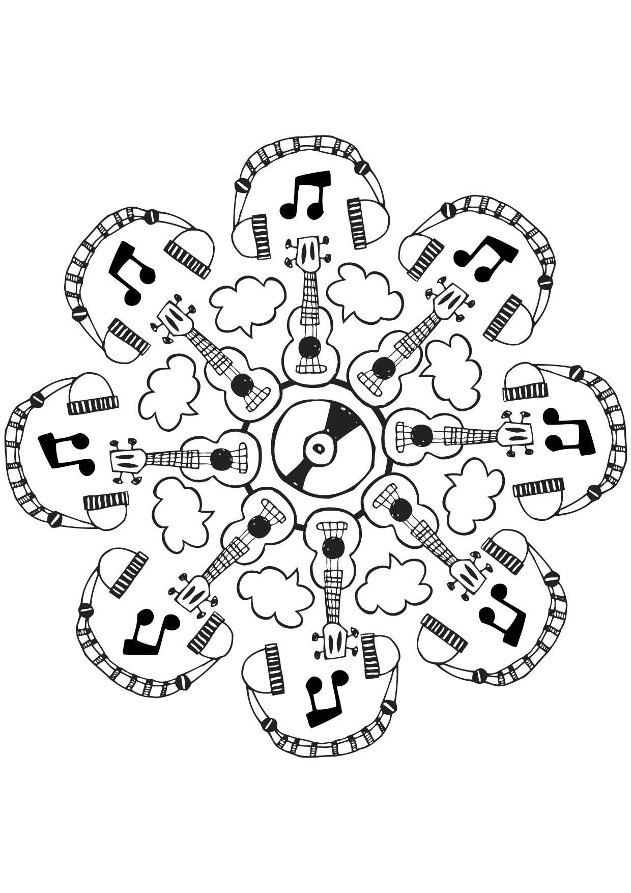 Coloriage Mandala Musique - Gulli à imprimer