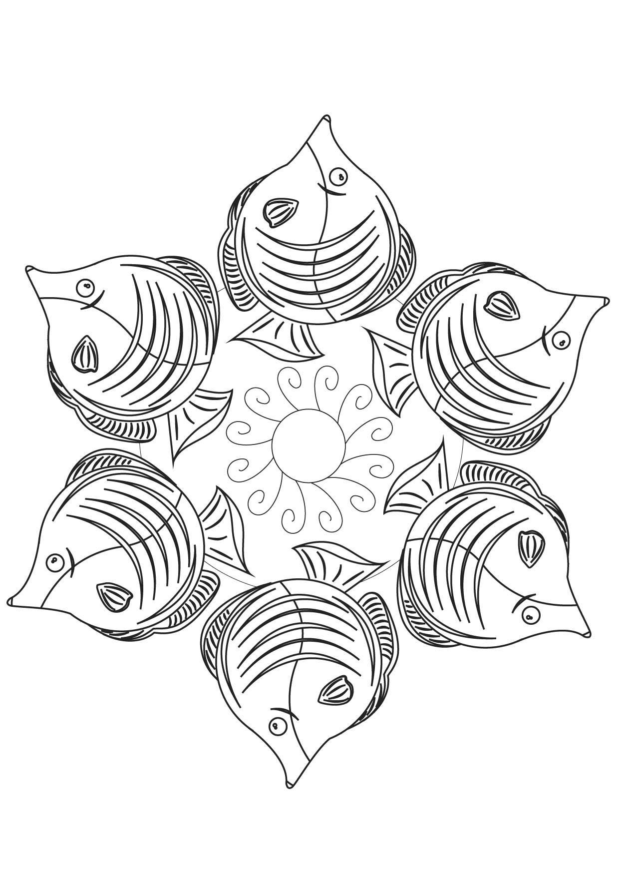 Coloriage Mandala Poisson - Gulli à imprimer