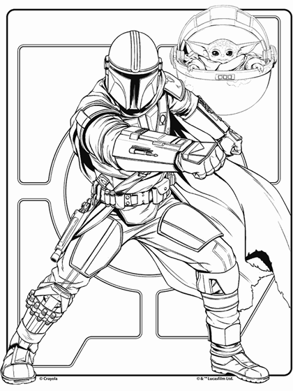 Coloriage Mandalorian Avec Baby Yoda Crayola - Crayola à imprimer