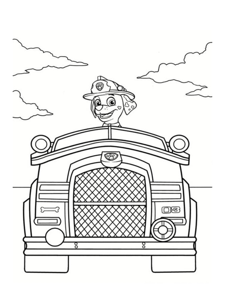 Coloriage Marcus Dans Son Camion De Pompier - Pat patrouille à imprimer