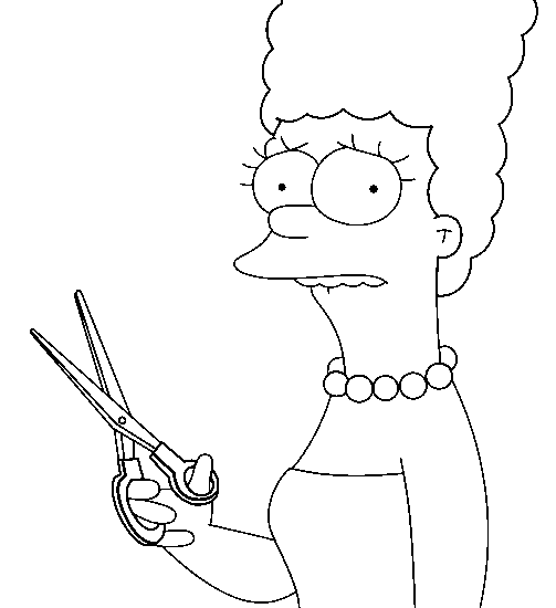 Coloriage Marge Avec Des Ciseaux - Simpson à imprimer