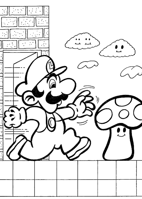 Coloriage Mario Bros Court - Mario à imprimer