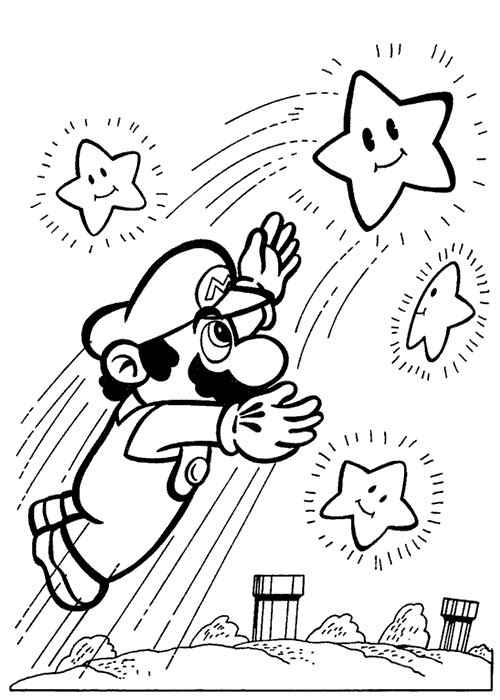 Coloriage Mario Attrape Une Étoile - Mario à imprimer