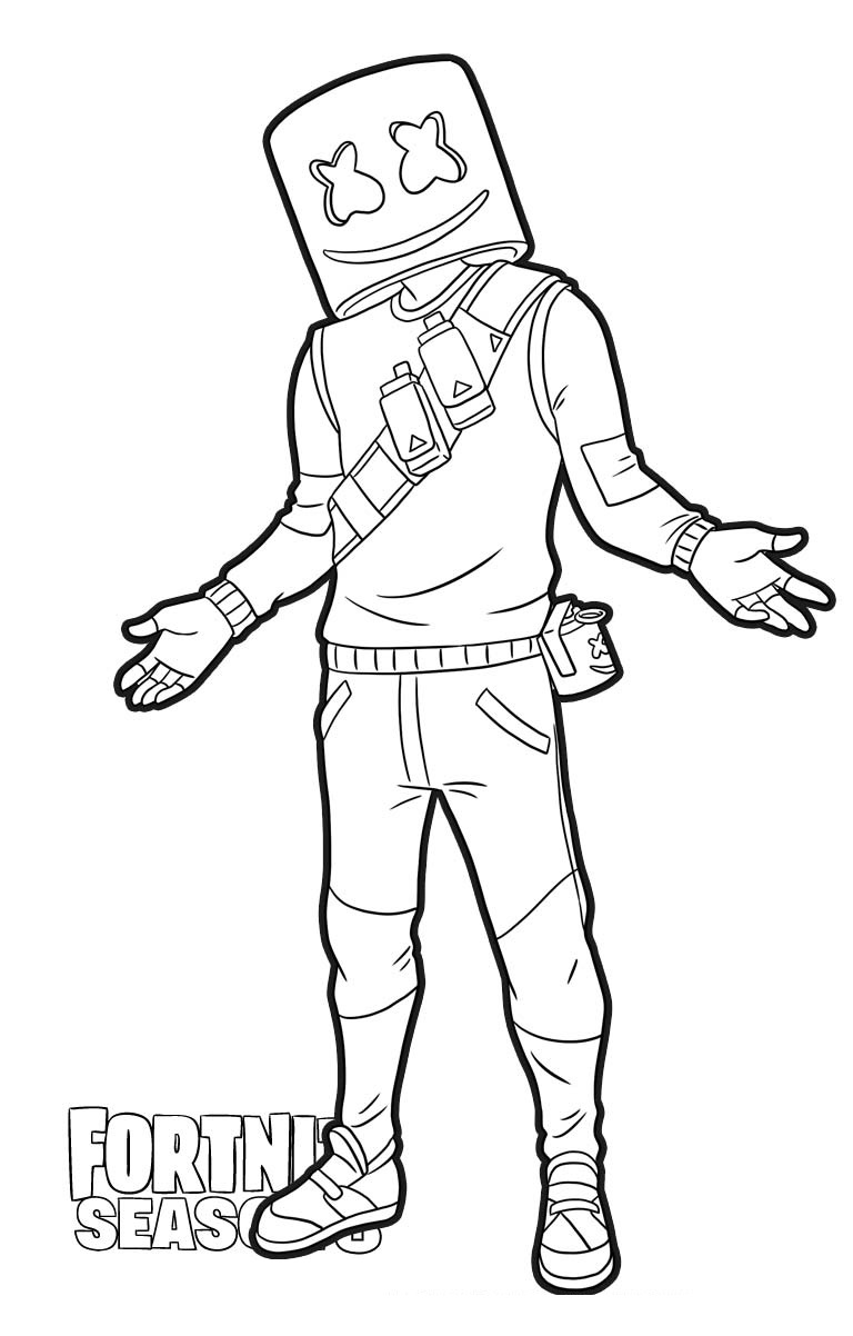 Coloriage Marshmello Fortnite - Fortnite à imprimer
