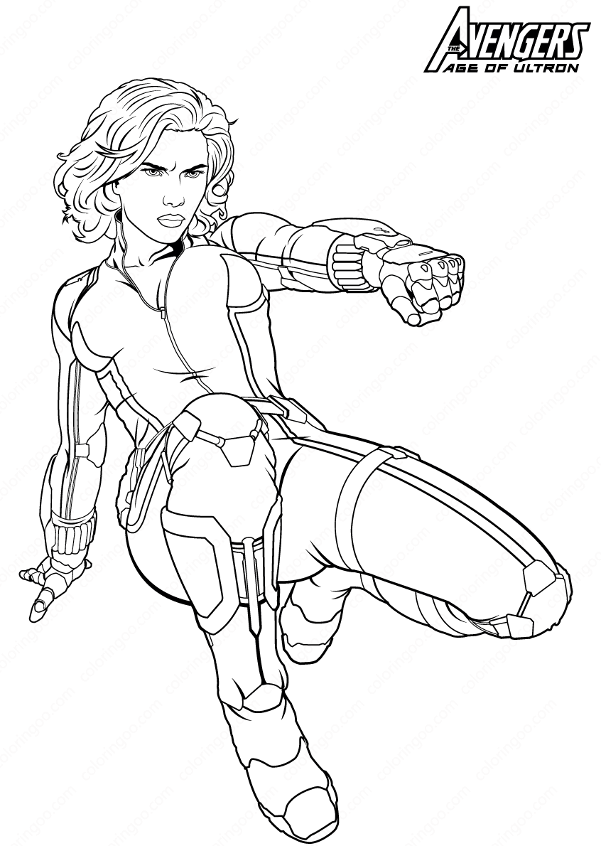 Coloriage Marvel Avengers Black Widow - Super héroïne à imprimer