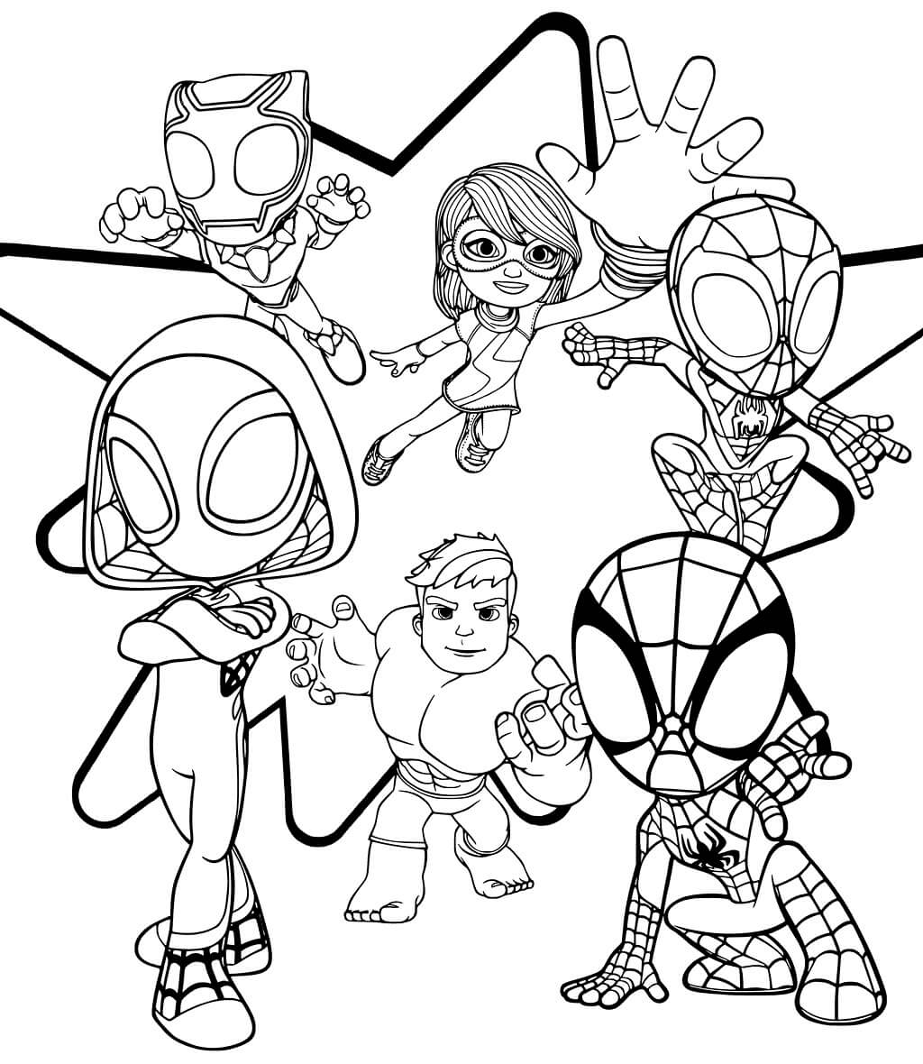 Coloriage Spider-Man et ses amis extraordinaires - Spidey à imprimer