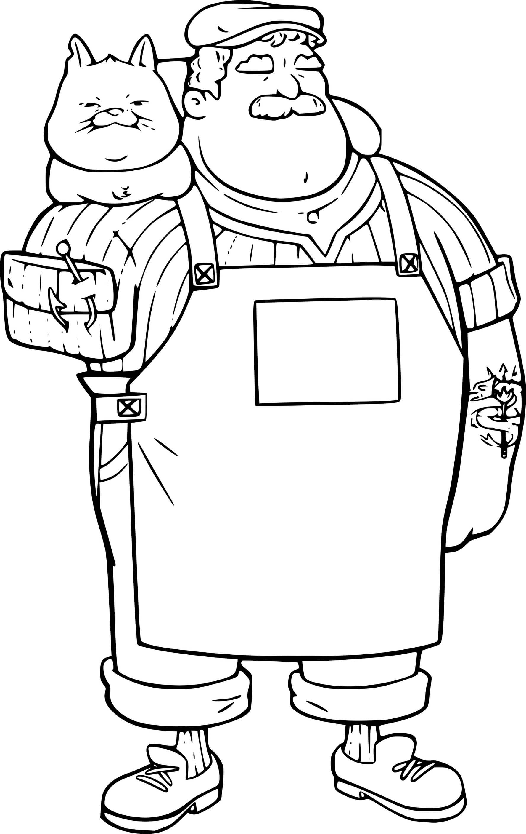 Coloriage Massimo Marcovaldo et son chat - Luca de Disney Pixar à imprimer