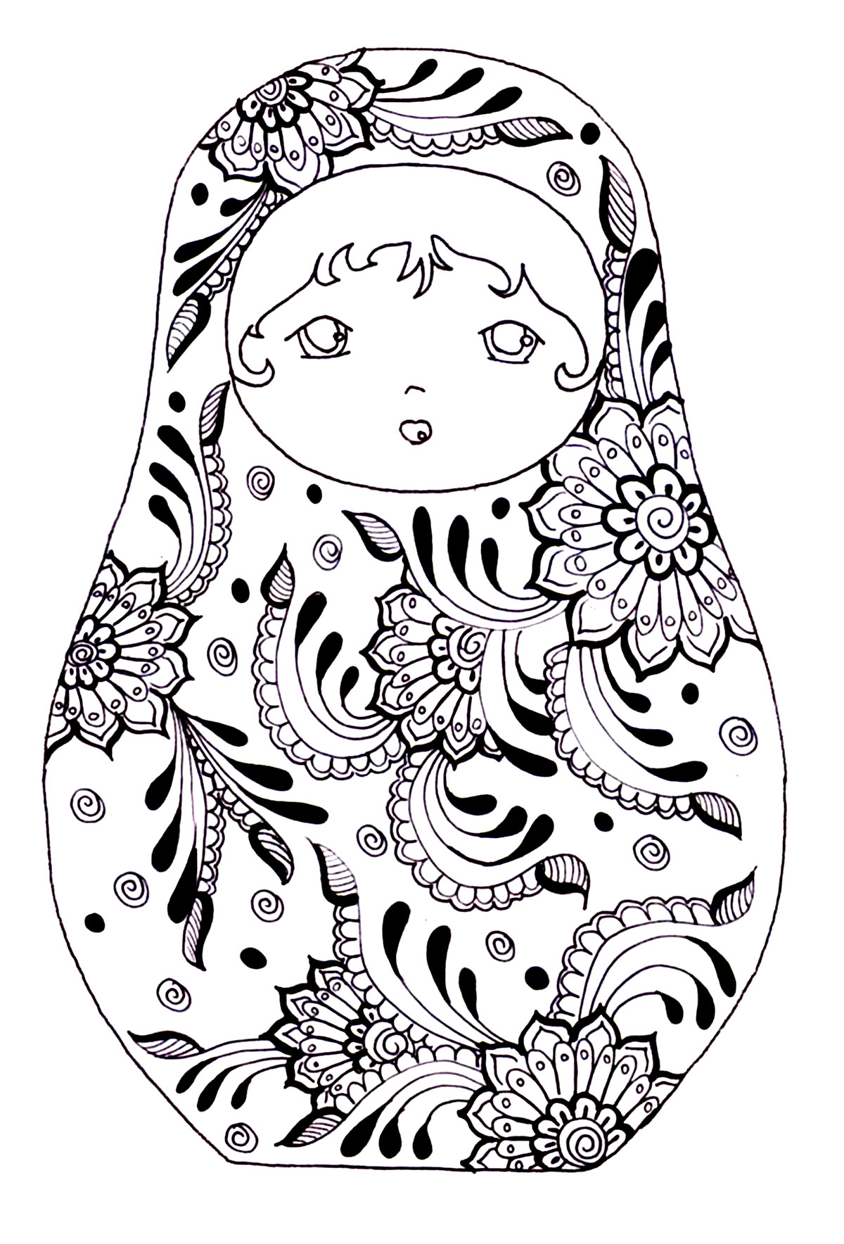 Coloriage Matryoshka Dolls Poupée Russe - Poupée russe matriochka à imprimer