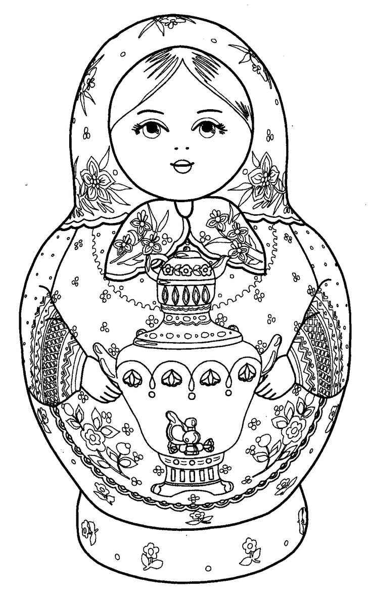 Coloriage Matryoshka Dolls 2 Poupée Russe - Poupée russe matriochka à imprimer