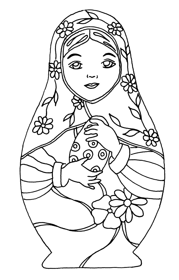 Coloriage Matryoshka Dolls 4 Poupée Russe - Poupée russe matriochka à imprimer