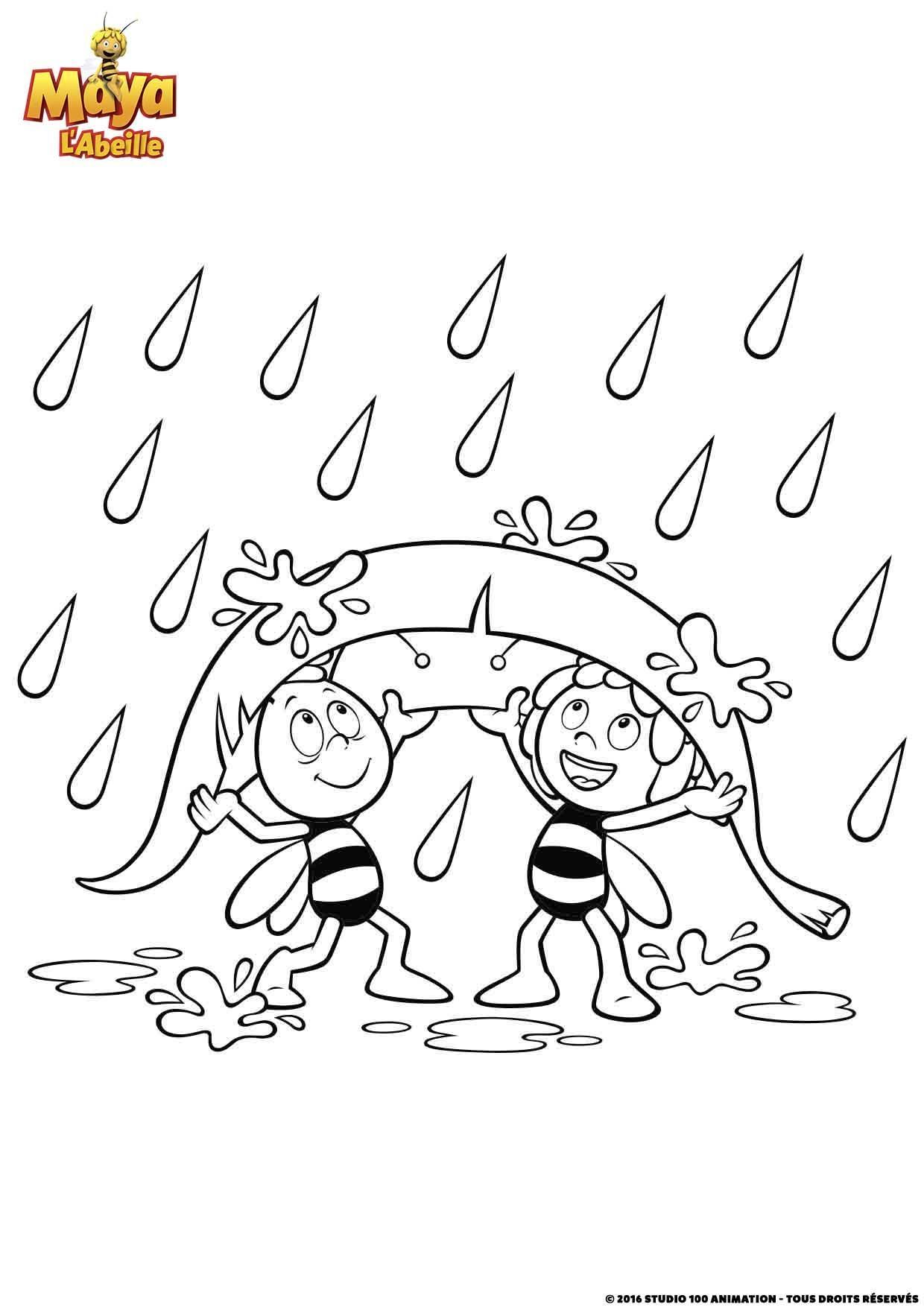 Coloriage Maya Et Willy Contre La Pluie - Gulli à imprimer