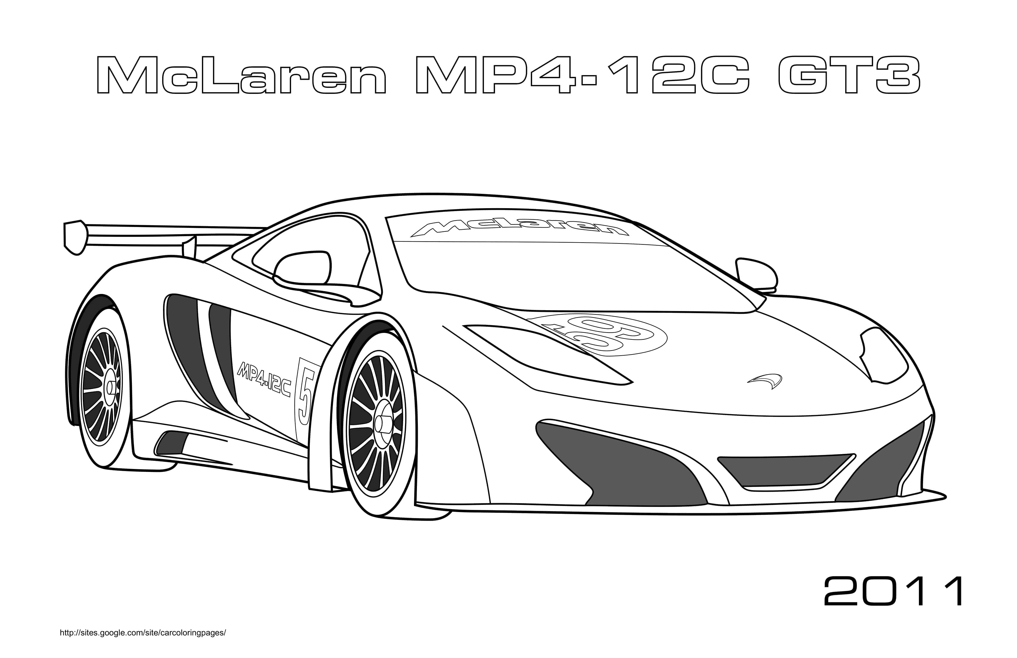 Coloriage McLaren MP4-12C GT3 2011 en circuit - Voiture de course à imprimer
