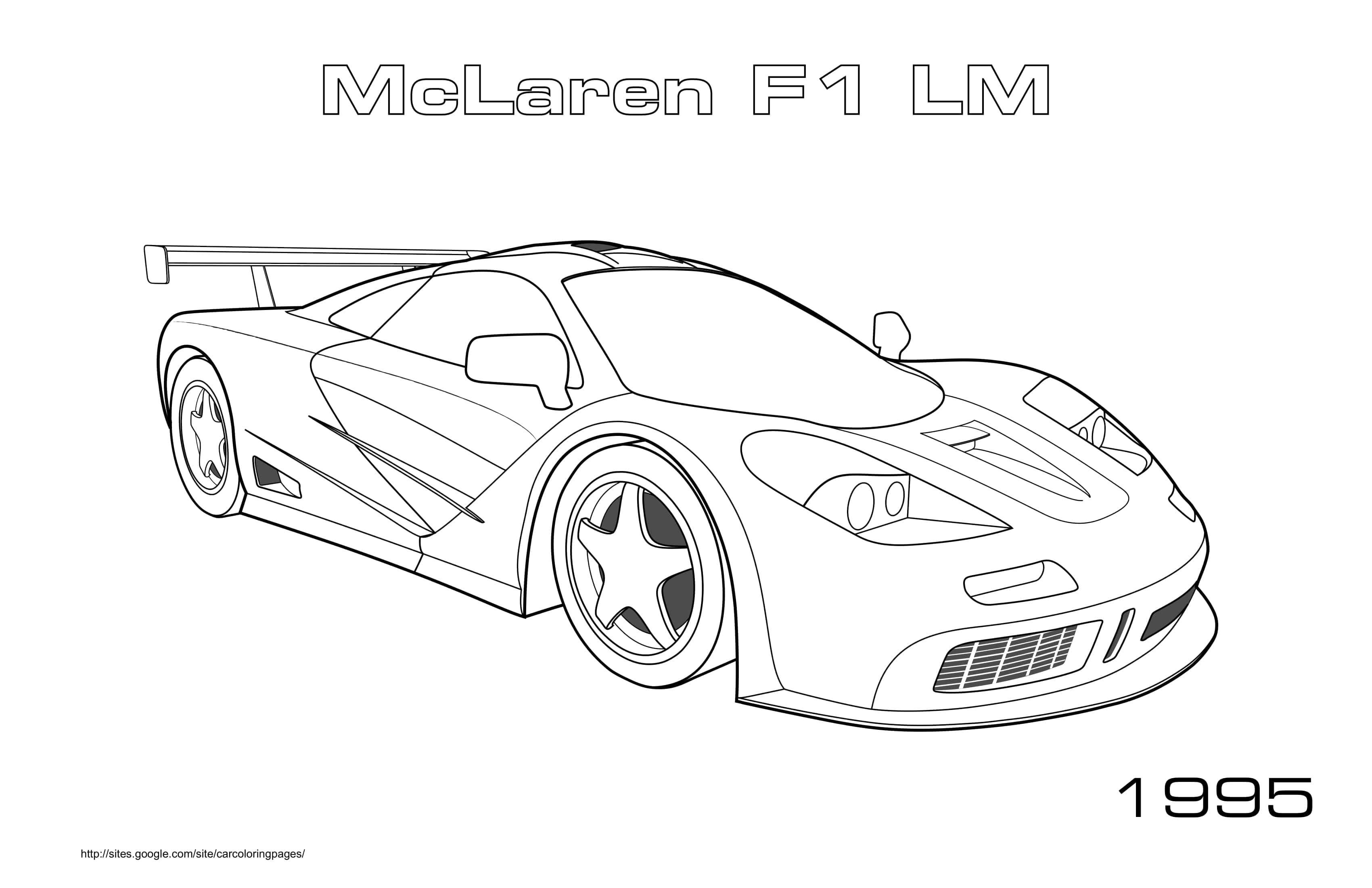 Coloriage McLaren Sport F1 LM 1995 en pleine course - Voiture de course à imprimer