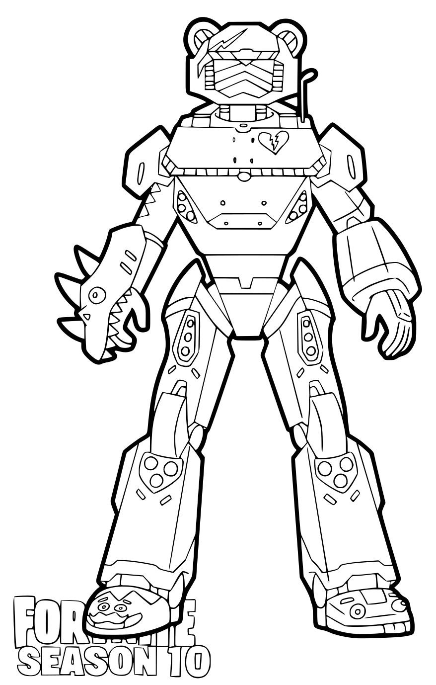 Coloriage Mecha Chef Peluche Armure Fortnite - Fortnite à imprimer