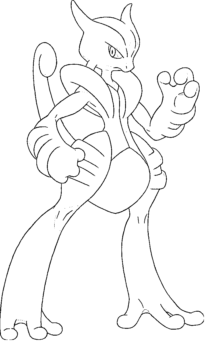 Coloriage Mega Mewtwo X mutation Pokémon légendaire - Pokémon légendaire à imprimer
