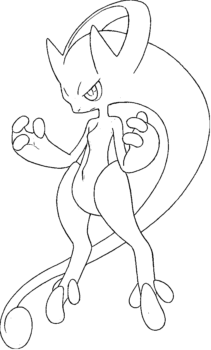 Coloriage Mega Mewtwo Y en Méga Évolution Pokémon - Pokémon légendaire à imprimer