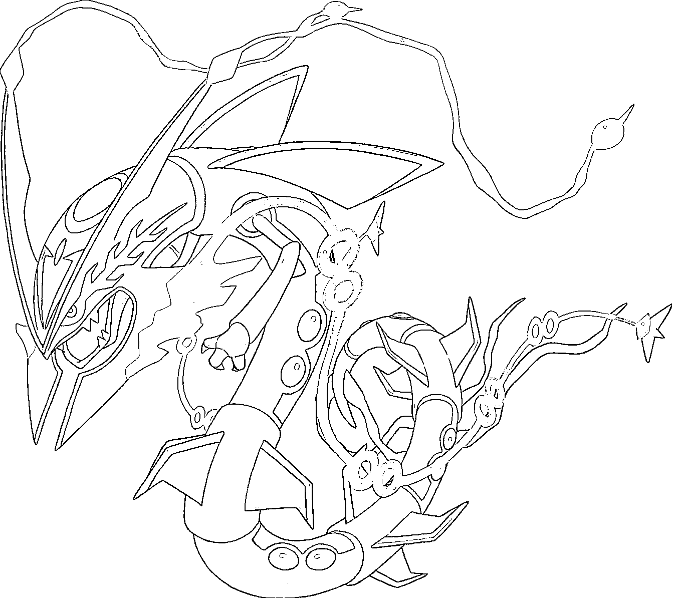 Coloriage Mega Rayquaza Rubis Omega Et Saphir Alpha - Pokémon légendaire à imprimer