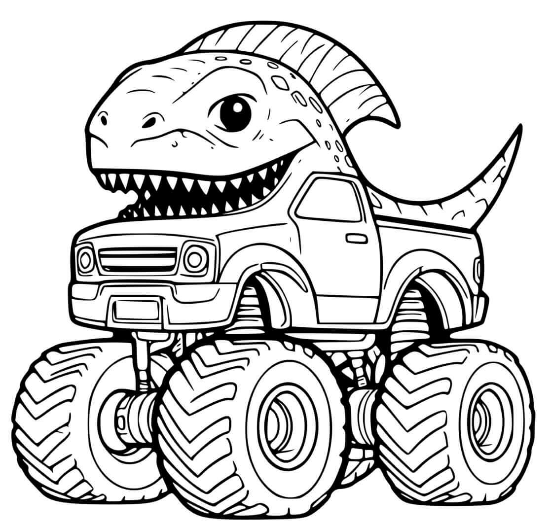 Coloriage Megalodon Monster Truck - Monster truck à imprimer