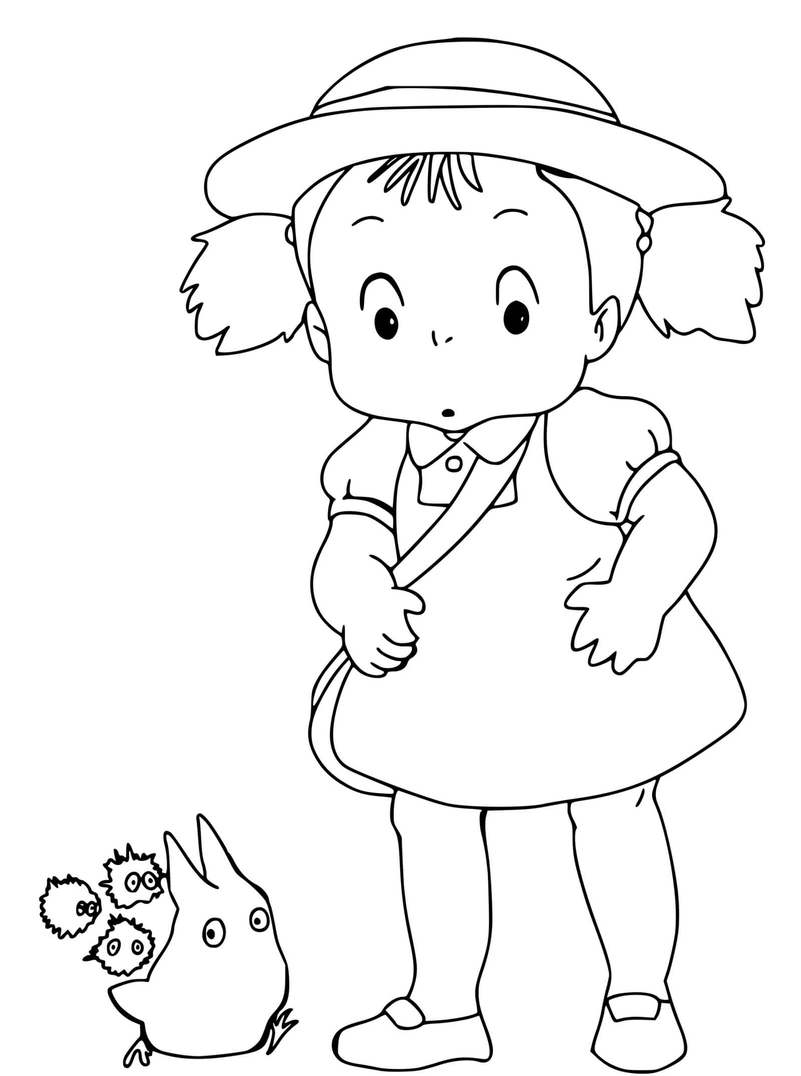 Coloriage Mei Kusakabe Mon Voisin Tororo - Totoro à imprimer