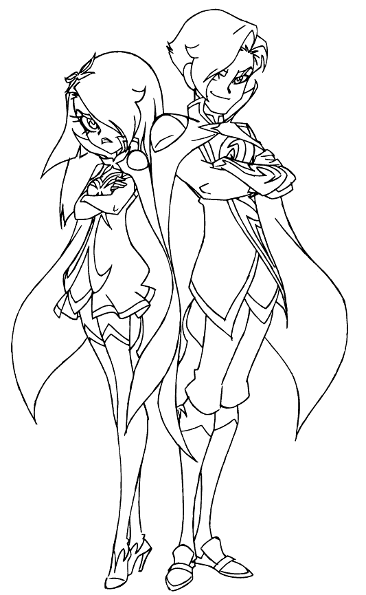 Coloriage Mephisto And Praxina Princesses - Lolirock à imprimer