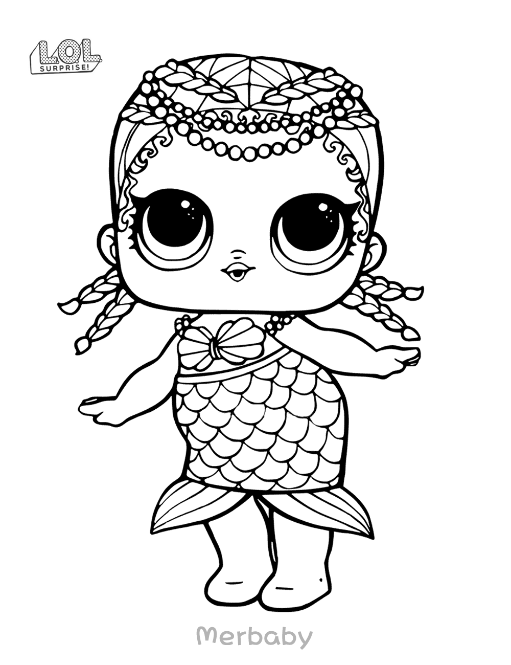 Coloriage Mermaid Lol Surprise Doll Merbaby - Poupée LOL Surprise Hair Goals à imprimer
