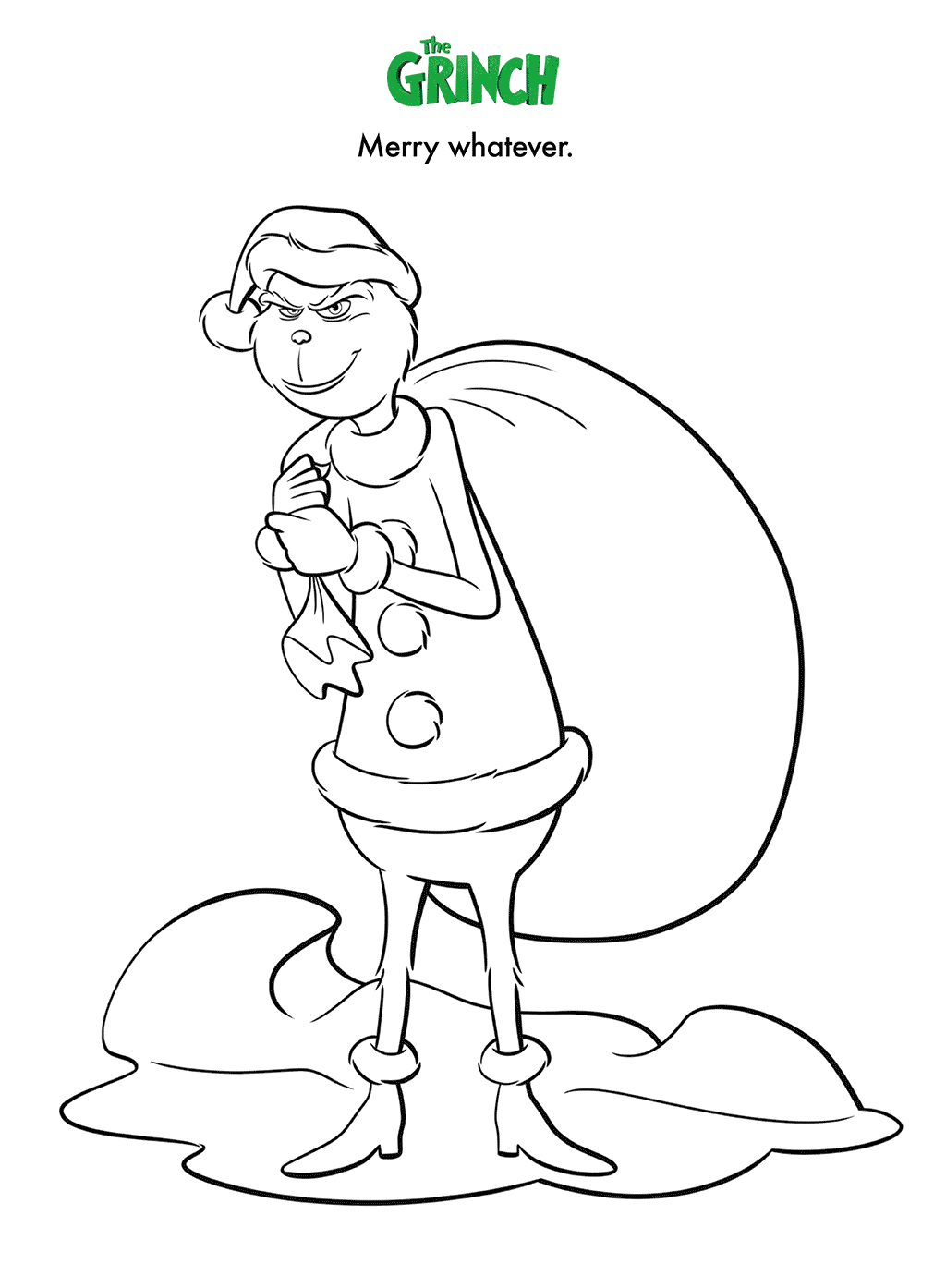 Coloriage Merry Whatever Grinch - Grinch à imprimer